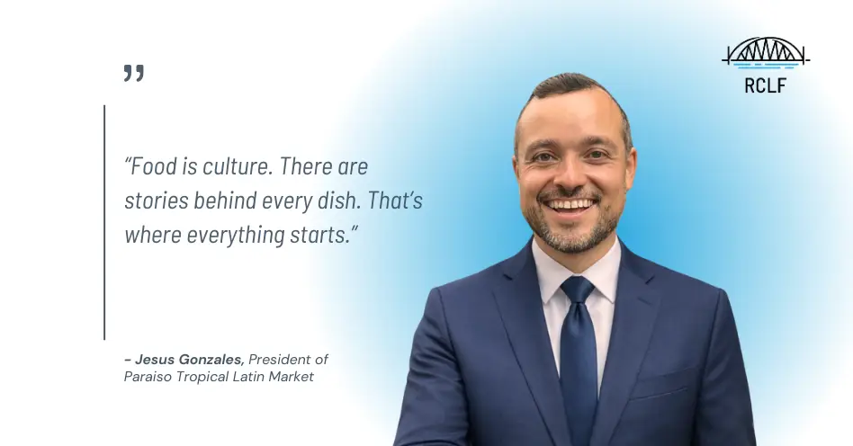 Jesus Gonzales Portrait with text saying "Food is culture. There are stories behind every dish. That's where everything starts."