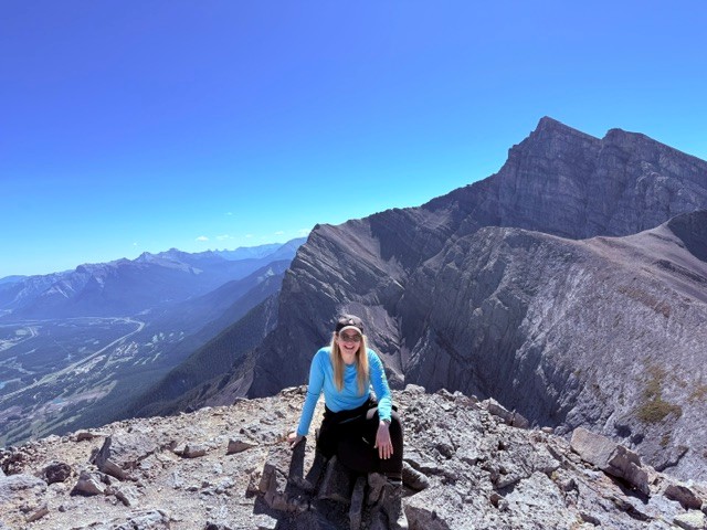 Emily at the peak of Ha Ling Peak